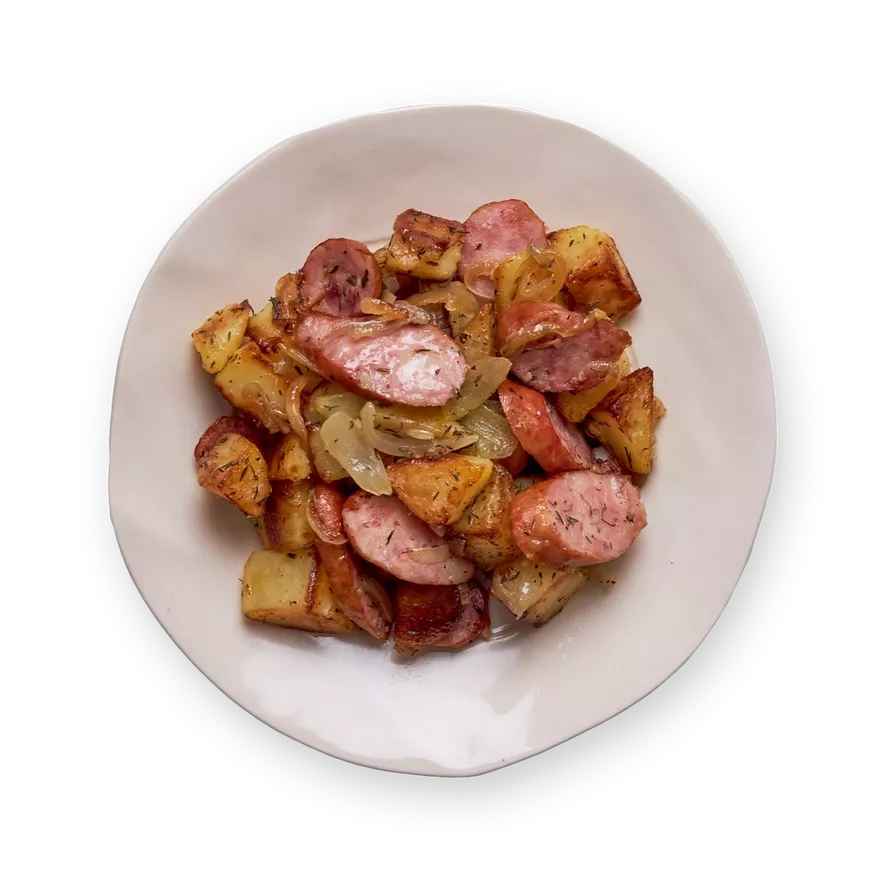 Poêlée de pommes de terre & saucisse fumée.webp